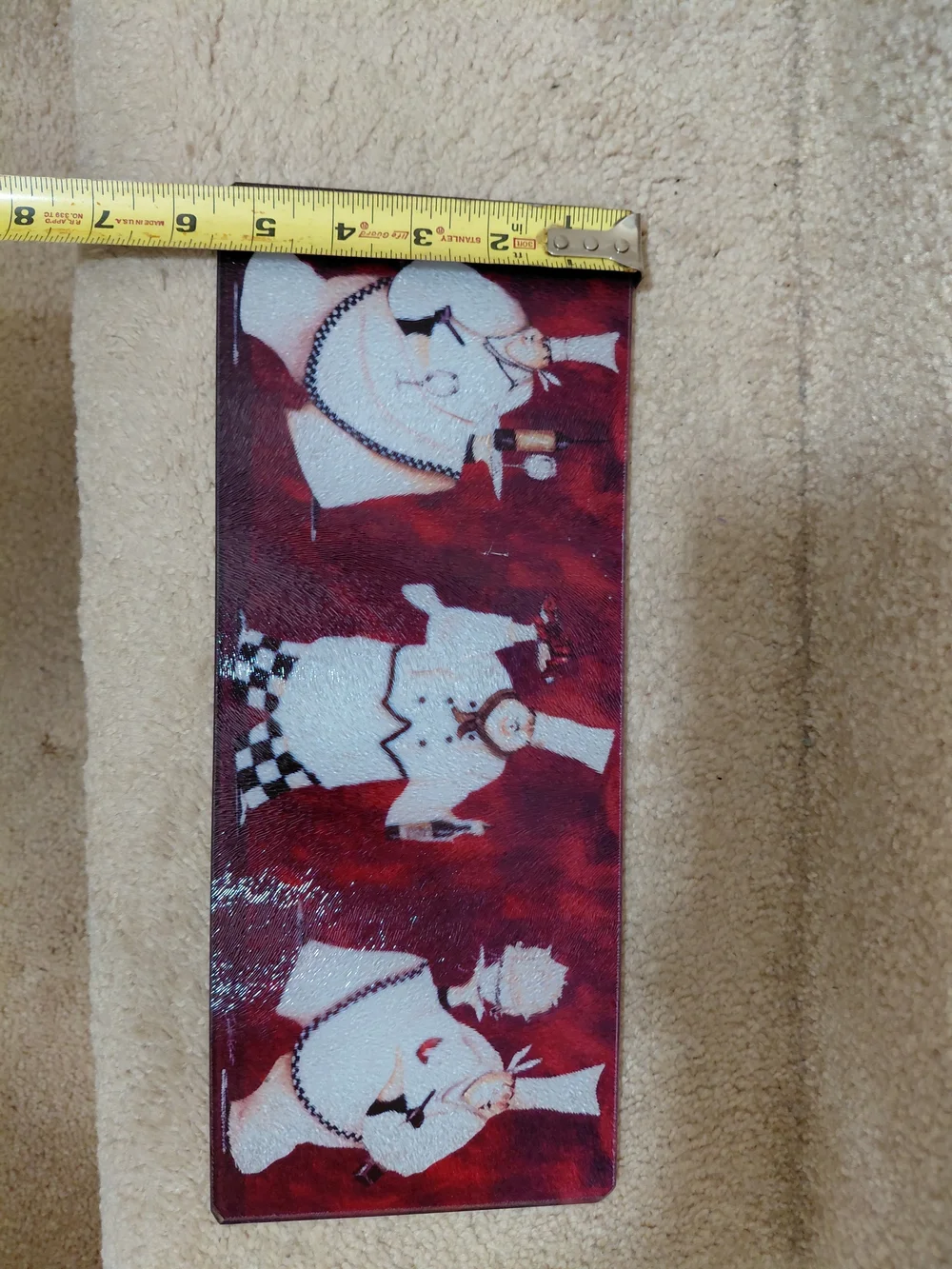 Red Decorative Chef Glass Cutting Board.